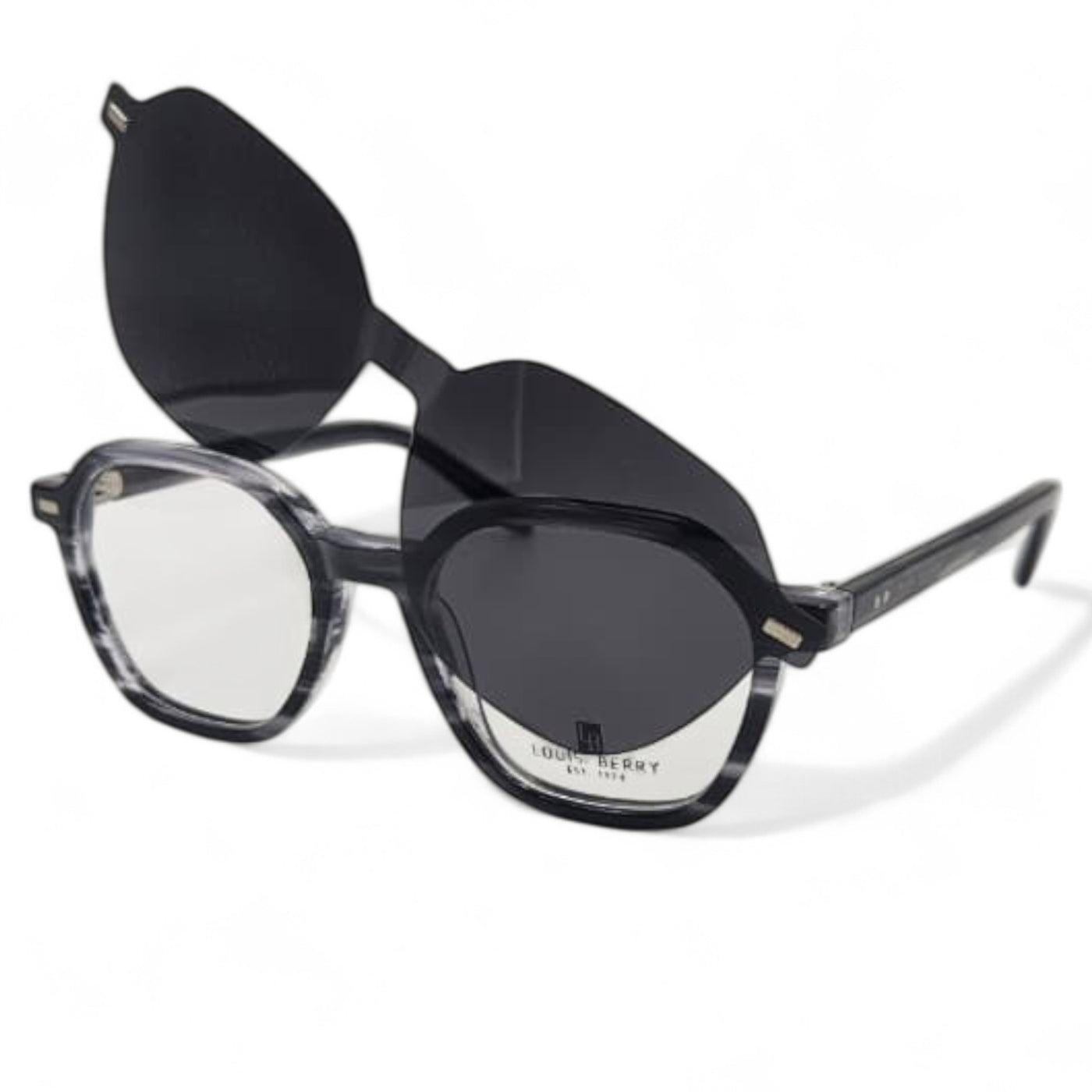 Lunettes à clips unisex: LOUIS BERRY G5568 Marbré Gris Noir /noir