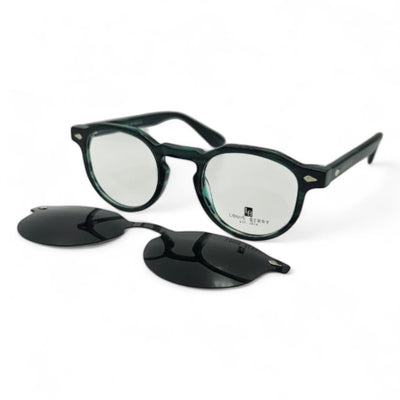 Lunettes à clips unisex: LOUIS BERRY G5550 tortoise (noir/vert foncé marble effect)