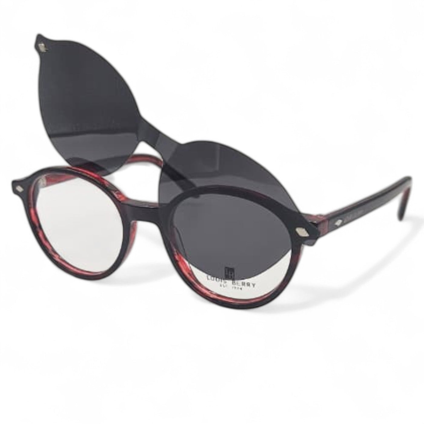 Lunettes à clips unisex: LOUIS BERRY G5562 rouge bordeaux / rouge marbré