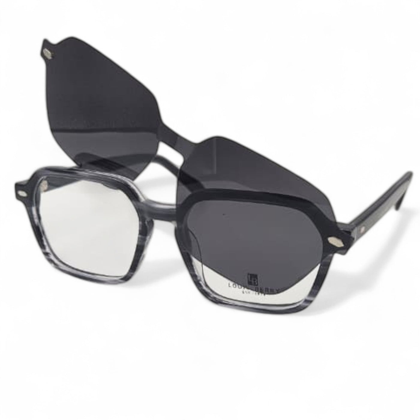 Lunettes à clips unisex: LOUIS BERRY G5570 gris marbré /Noir