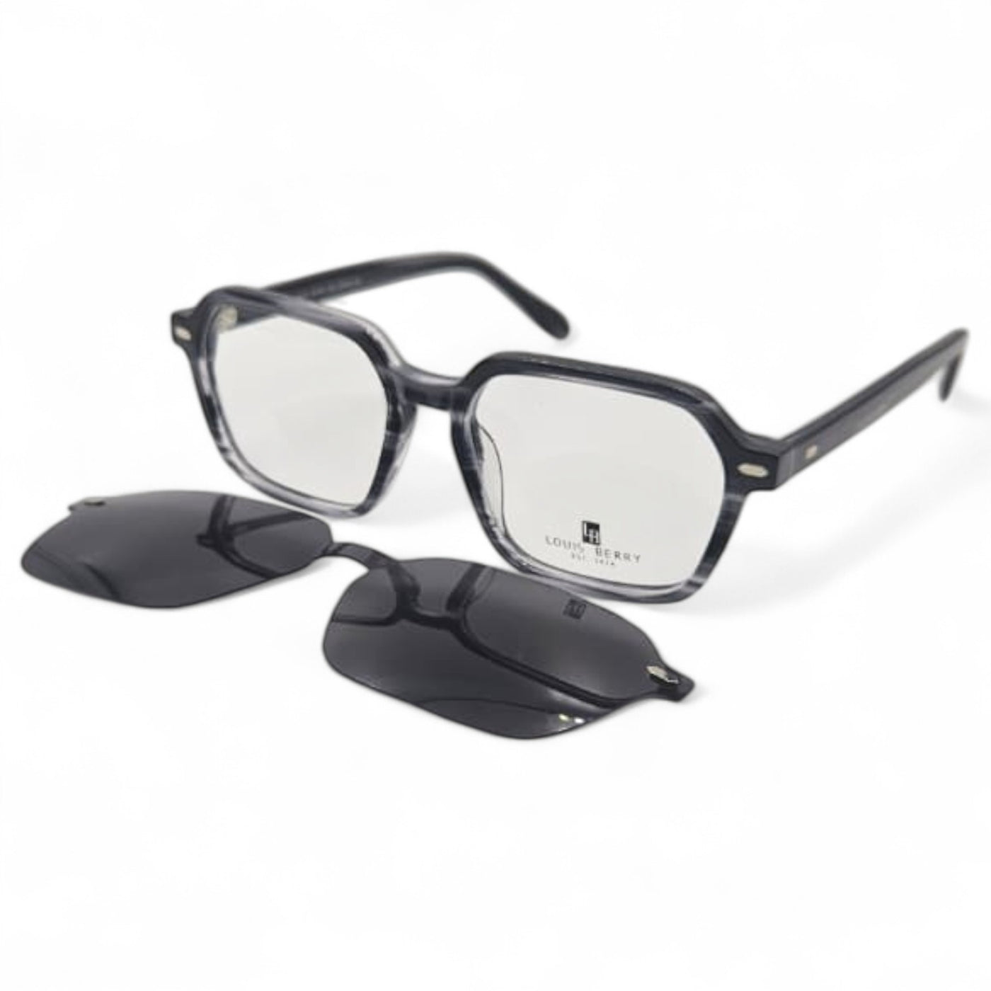 Lunettes à clips unisex: LOUIS BERRY G5570 gris marbré /Noir